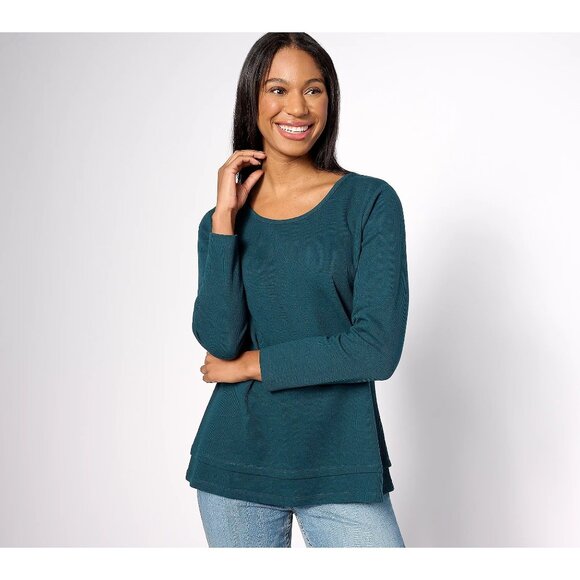 Denim & Co Tops - Denim & Co Essentials Regular Waffle Knit Scoop Neck Swing Tunic Fall Teal XS
